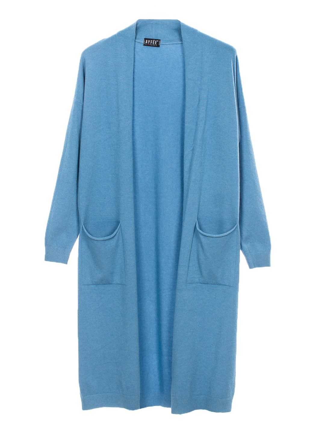 CARDIGAN IN MAGLIA CALATA CON TASCHE, TG UNICA - LIGHT BLUE